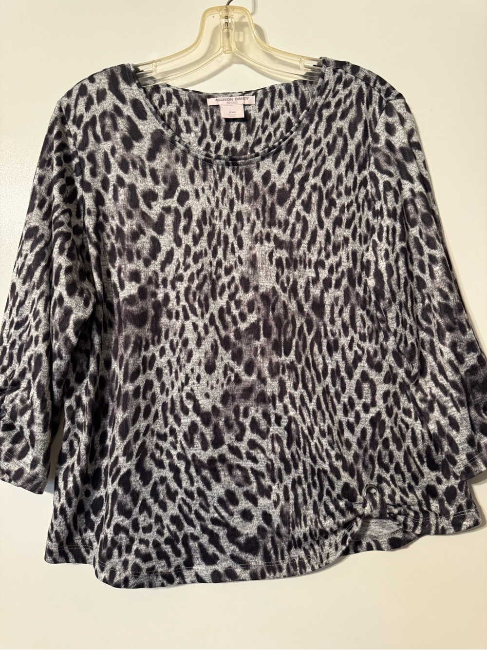 Allison Daley Black & Gray Leopard-Print Long Sleeve Top